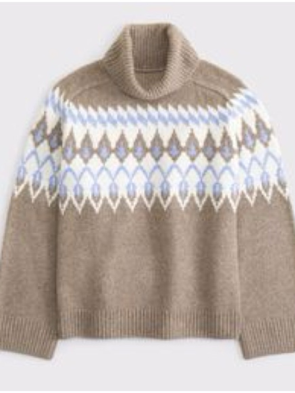 Abercrombie & Fitch Taupe Turtleneck Fair Isle Sweater